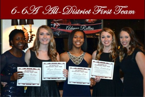 Volleyball players named to the all-district first team celebrated their accomplishments at their banquet last month. Photo from Plano Senior High Volleyball. 