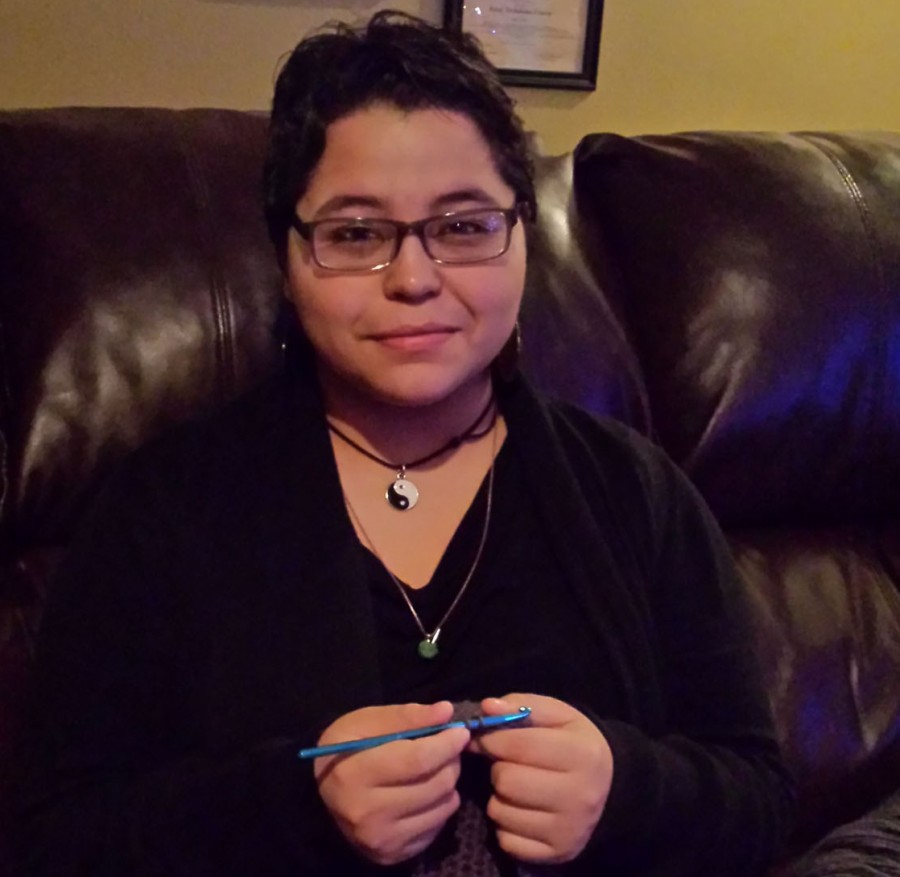 Junior Carla Martinez Crocheting away and making another hat to get out awareness for her cause. I dont have a main goal, Martinez said. Getting more awareness that its okay to be any sexuality would be great. Photo submitted by Carla Martinez. 