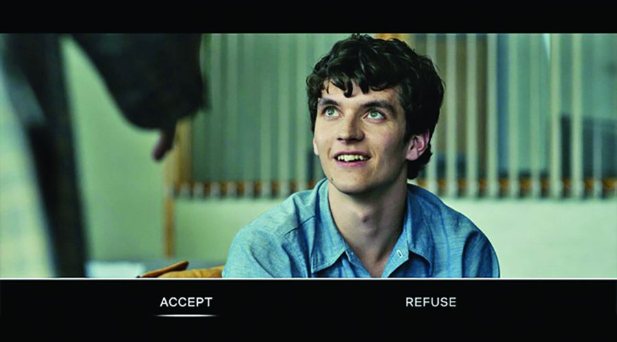 Scene in Black Mirror: Bandersnatch depicting an important choice through the plot