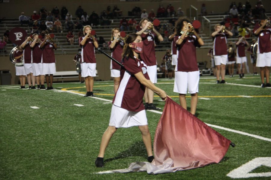 Colorguard performing at last Homecoming game