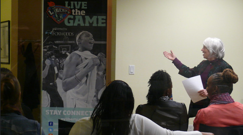 Women at a Title IX panel where discussions of gender bias in sports happen